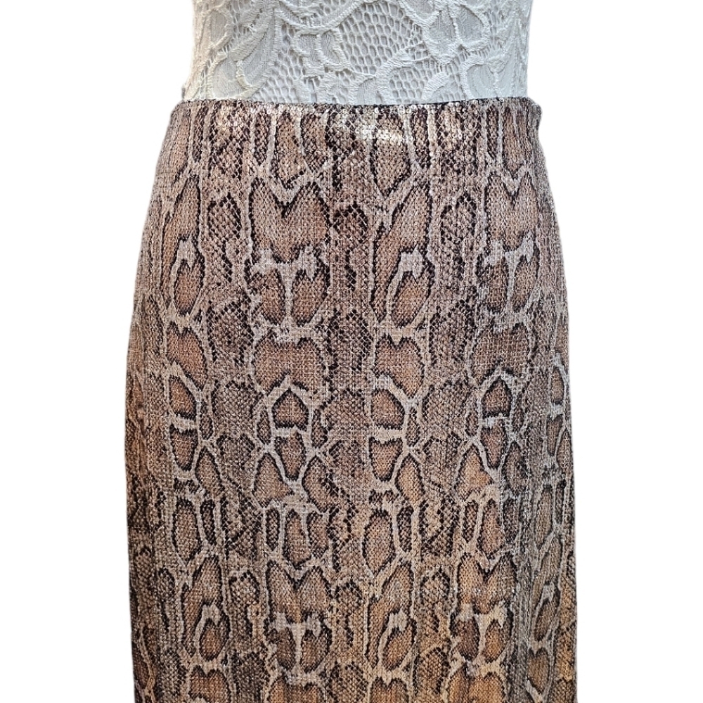 Zara Snakeskin Python Sequined Full Length Skirt … - image 4